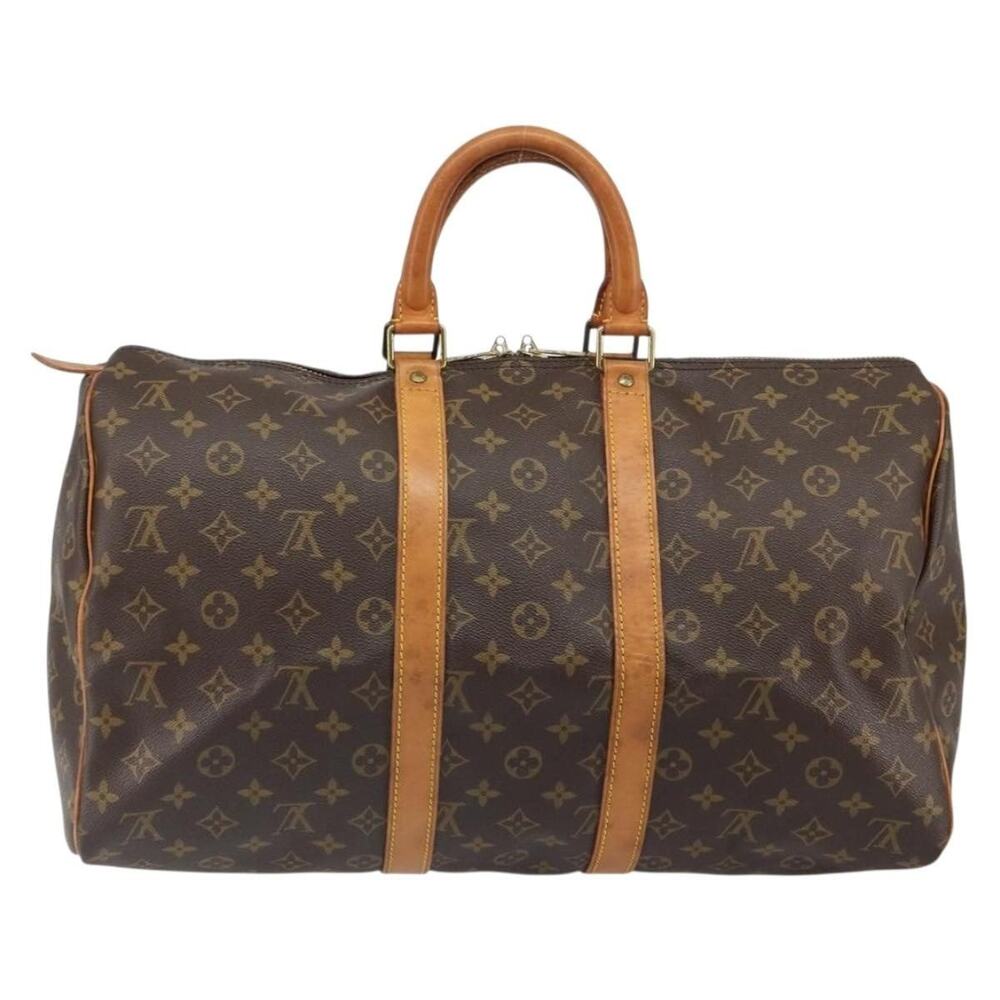 Louis Vuitton Monogram Keepall 45 Travel Bag Brown